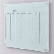 Global Industrial 48W x 36H Magnetic Glass Calendar Whiteboard, White 695529